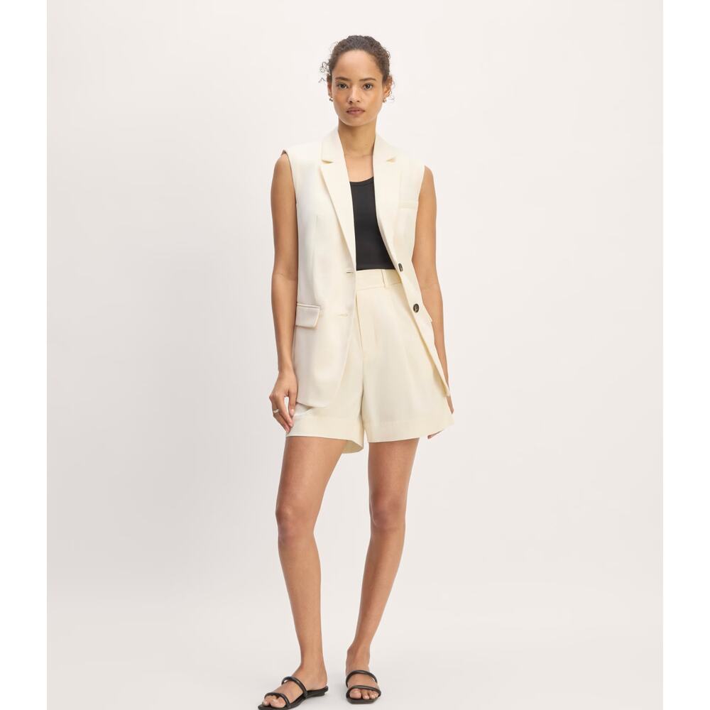 Worn once Everlane The Sleeveless Blazer in Buttersmooth In Bone Size 4 - Picture 2 of 8